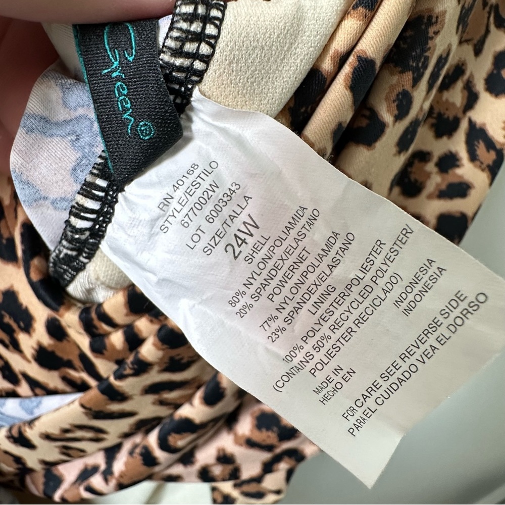 Aqua Green Leopard Or Cheetah Print Swimsuit, Lin… - image 2